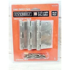 Everbilt 3-1/2" Satin Nickel 5/8" Radius Smooth Action Door Hinges, 3 pack NEW